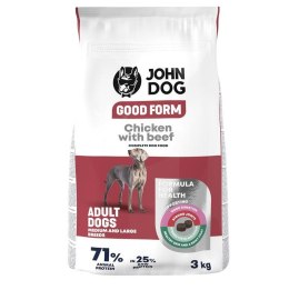 John Dog GOOD FORM Ś/D RASY kurczak z wołowiną Karma sucha dla psa 3kg JOHN DOG