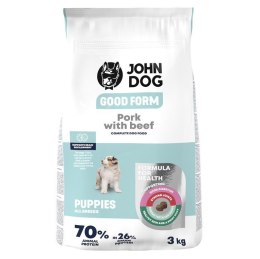 John Dog GOOD FORM SZCZENIAK wieprzowina z wołowiną Karma sucha dla psa 3kg JOHN DOG