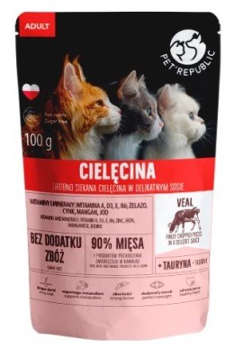 PET REPUBLIC Adult Cielęcina drobno siekana - mokra karma dla kota - 100 g PetRepublic