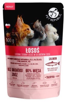 PET REPUBLIC Adult Łosoś drobno siekany - mokra karma dla kota - 100 g PetRepublic
