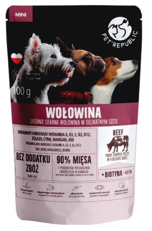 PET REPUBLIC Mini Drobno siekana wołowina - mokra karma dla psa - 100 g PetRepublic