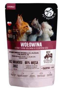 PET REPUBLIC Sterile Wołowina drobno siekana - mokra karma dla kota - 100 g PetRepublic