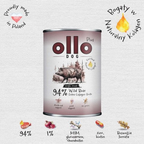 Ollo Plus Kolagen Dzik 400g puszka dla psa OLLO