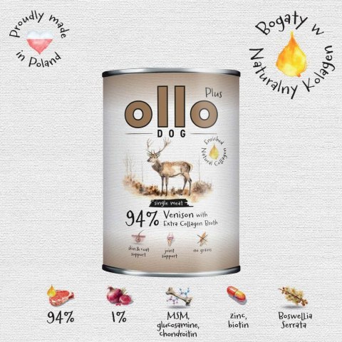 Ollo Plus Kolagen Jeleń 400g puszka dla psa OLLO