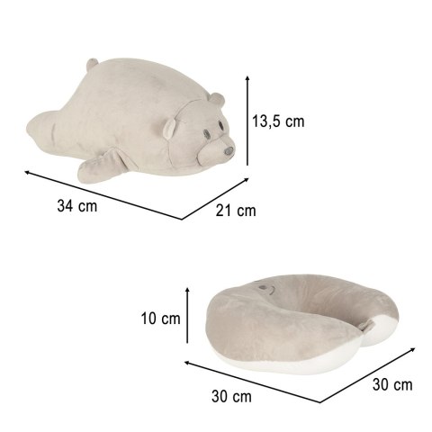 Kik Sp. z o. o. Sp. k. Poduszka podróżna 2w1 rogal pod kark do samolotu samochodu maskotka miś Kik Sp. z o. o. Sp. k. Poduszka podróżna 2w1 rogal pod kark do samolotu samochodu maskotka miś
