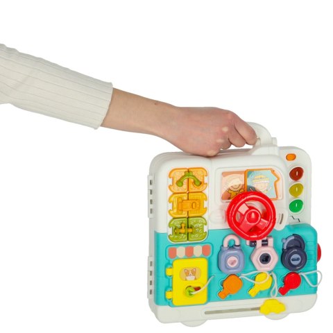 Tablica manipulacyjna sensoryczna montessori walizka pokrętła miś XXL światło dźwięk Kik Sp. z o. o. Sp. k. Tablica manipulacyjna sensoryczna montessori walizka pokrętła miś XXL światło dźwięk Kik Sp. z o. o. Sp. k.
