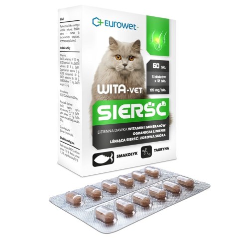 Eurowet Wita-Vet Sierść Wsparcie sierści i skóry dla kota 60szt/5blistrów EUROWET