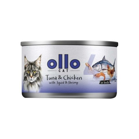 Ollo Tuna & Chicken with Squid & Shrimp in Broth Nr 4 70g OLLO