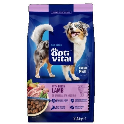 OptiVital karma sucha- pełnoporcjowa karma dla dorosłych psów FM z jagnięciną 2,4 kg OptiVital