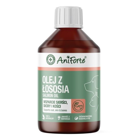 AniForte Olej z łososia - wsparcie sierści, skóry i kości dla psa i kota 250ml AniForte
