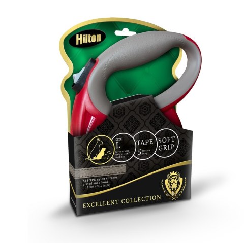 HILTON SMART DOG TAPE L BORDOWO-SZARA SMYCZ AUTOMATYCZNA 5M DLA PSA DO 30KG Hilton