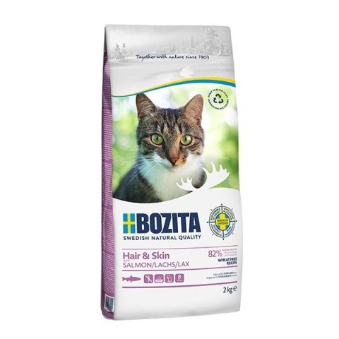 BOZITA Hair & Skin Wheat free Salmon - sucha karma dla kotów z problemami ze skórą i sierścią - 2kg BOZITA
