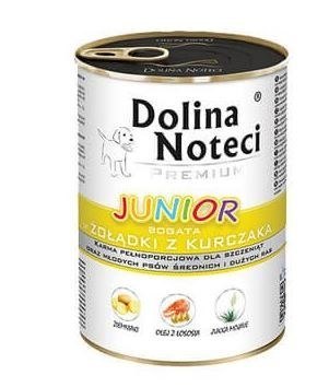 DOLINA NOTECI Premium Junior bogata w żołądki z kurczaka - mokra karma dla szczeniąt ras średnich i dużych - 400 g DOLINA NOTECI