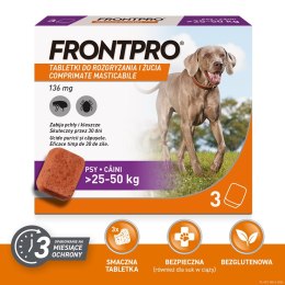 FRONTPRO Tabletki na pchły i kleszcze dla psa (>25-50 kg) - 3x 136mg FrontPro