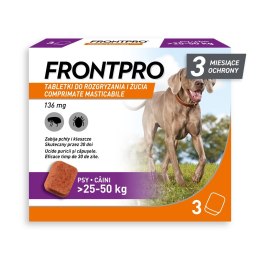 FRONTPRO Tabletki na pchły i kleszcze dla psa (>25-50 kg) - 3x 136mg FrontPro