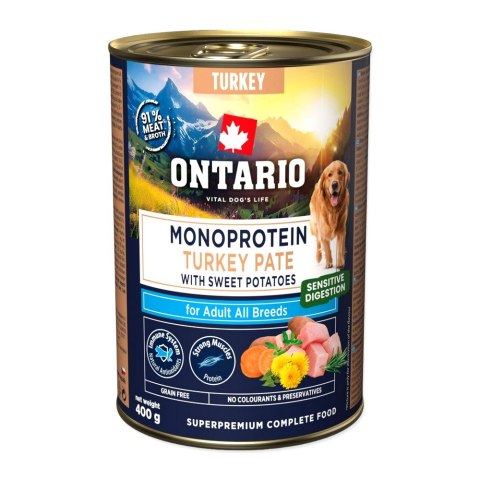 ONTARIO Adult Monoproteinowa konserwa Pâté z indyka ze słodkimi ziemniakami 400 g (214-860026)