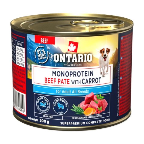 ONTARIO Adult Monoproteinowe Pâté z wołowiny z marchewką 200 g (214-859990)
