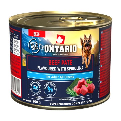 ONTARIO Adult Wołowe Pâté ze smakiem Spiruliny 200 g (214-859792)