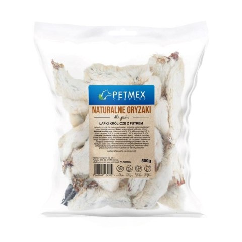 PETMEX Łapki królicze z futrem gryzak przysmak dla psa 500g PETMEX