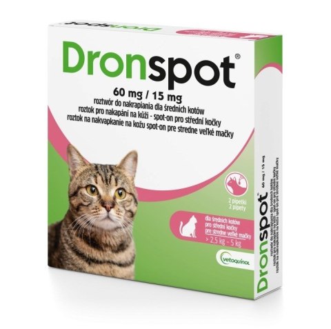 Vetoquinol DRONSPOT dla średnich kotów (2,5-5kg) Vetoquinol