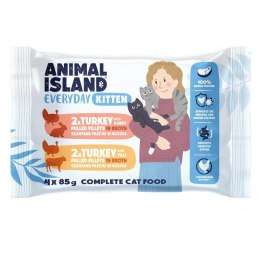 ANIMAL ISLAND Kitten indyk/królik/cielęcina 4x85g ANIMAL ISLAND