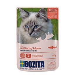 BOZITA Mięsne kawałki w galarecie z łososiem - saszetka dla kota - 85g BOZITA