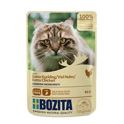 BOZITA Mięsne kawałki w sosie z kurczakiem - saszetka dla kota - 85g BOZITA