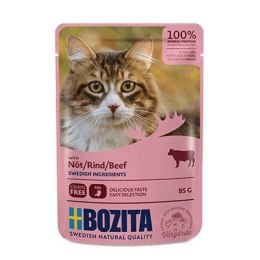 BOZITA Mięsne kawałki w sosie z wołowiną - saszetka dla kota - 85g BOZITA