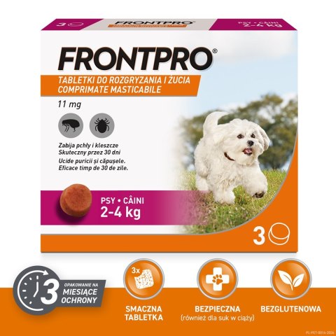 FRONTPRO Tabletki na pchły i kleszcze dla psa (2-4 kg) - 3x 11,3mg FrontPro