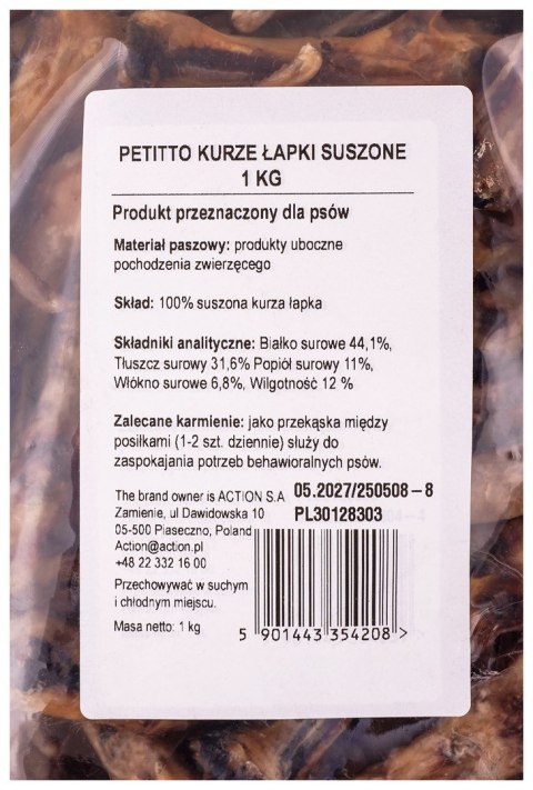 PETITTO Kurze łapki suszone przysmak dla psa 1kg PETITTO