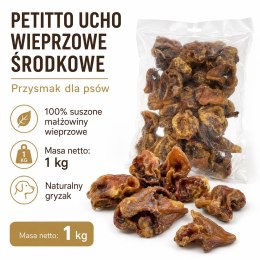 PETITTO Ucho wieprzowe środkowe przysmak dla psa 1kg PETITTO