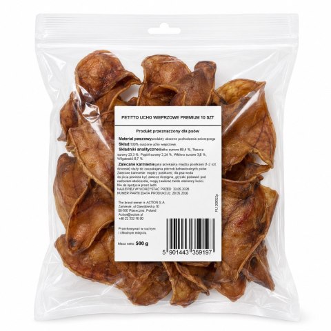 PETITTO ucho wieprzowe dla psa 10 szt 40g PETITTO