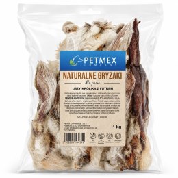 PETMEX Uszy Królika z futrem 1kg PETMEX