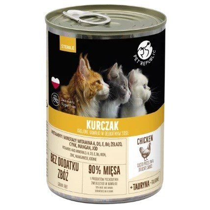 PetRepublic Karma dla kota Steril - Kawałki w sosie z kurczakiem 400g PetRepublic