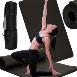 Mata do ćwiczeń jogi gimnastyczna treningowa fitness karimata gruba 1,5cm czarna + pokrowiec Kik Sp. z o. o. Sp. k.