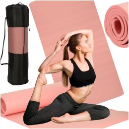Mata do ćwiczeń jogi gimnastyczna treningowa fitness karimata gruba 1,5cm różowa + pokrowiec Kik Sp. z o. o. Sp. k.