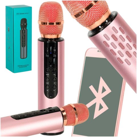 Mikrofon bezprzewodowy karaoke dla dzieci głośnik Bluetooth 2000mAh karta SD USB wysoka jakość różowy Kik Sp. z o. o. Sp. k.