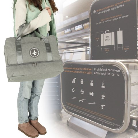 Torba podróżna bagaż podręczny do samolotu podróżna turystyczna pojemna uchwyt kieszenie 39x18x30 szara Kik Sp. z o. o. Sp. k. Torba podróżna bagaż podręczny do samolotu podróżna turystyczna pojemna uchwyt kieszenie 39x18x30 szara Kik Sp. z o. o. Sp. k.