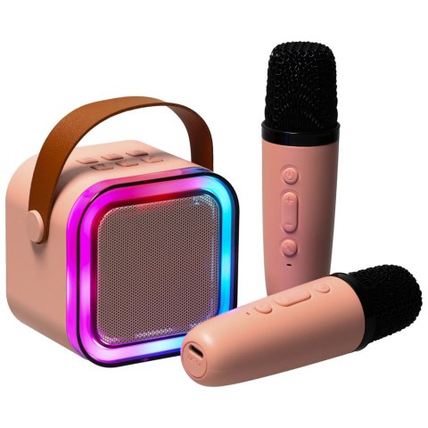 Zestaw do karaoke 2 mikrofony + głośnik przenośny BLUETOOTH USB LED różowy Kik Sp. z o. o. Sp. k. Zestaw do karaoke 2 mikrofony + głośnik przenośny BLUETOOTH USB LED różowy Kik Sp. z o. o. Sp. k.