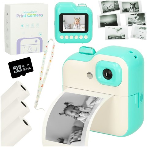 Kik Sp. z o. o. Sp. k. Aparat fotograficzny natychmiastowy drukarka termiczna + wkłady karta 32GB zielony Kik Sp. z o. o. Sp. k. Aparat fotograficzny natychmiastowy drukarka termiczna + wkłady karta 32GB zielony