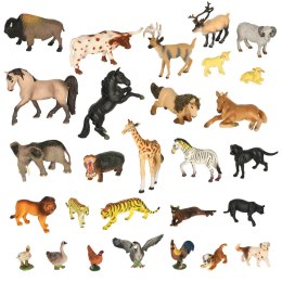 Figurki zwierząt zwierzęta zoo safari farma akcesoria skrzynka 28el. Kik Sp. z o. o. Sp. k.