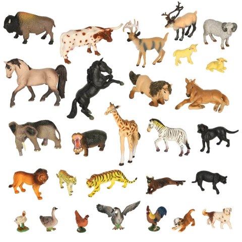 Figurki zwierząt zwierzęta zoo safari farma akcesoria skrzynka 28el. Kik Sp. z o. o. Sp. k.