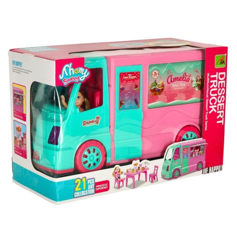 Kik Sp. z o. o. Sp. k. Samochód dla lalek kamper food truck zestaw 21 el. Kik Sp. z o. o. Sp. k. Samochód dla lalek kamper food truck zestaw 21 el.