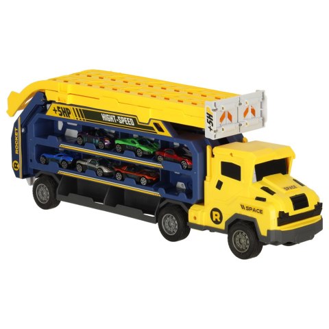 Kik Sp. z o. o. Sp. k. Tor wyścigowy samochodowy laweta transporter 6 el. żółty Kik Sp. z o. o. Sp. k. Tor wyścigowy samochodowy laweta transporter 6 el. żółty