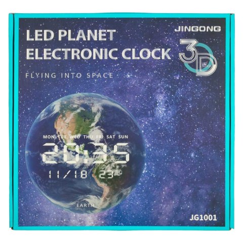 Zegar ścienny planeta księżyc z wyświetlaczem LED 32 cm szary Kik Sp. z o. o. Sp. k. Zegar ścienny planeta księżyc z wyświetlaczem LED 32 cm szary Kik Sp. z o. o. Sp. k.
