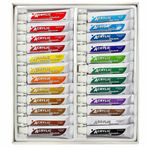 Farby akrylowe w tubkach tubce duży zestaw 12 ml x 24 kolory Kik Sp. z o. o. Sp. k. Farby akrylowe w tubkach tubce duży zestaw 12 ml x 24 kolory Kik Sp. z o. o. Sp. k.