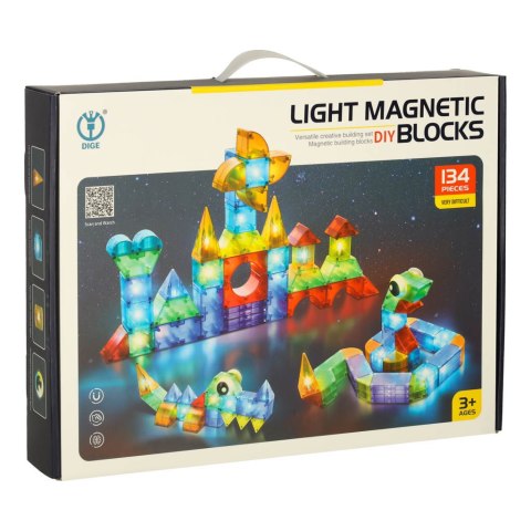 Klocki magnetyczne konstrukcyjne świecące elementy figury 3D 134 el. Kik Sp. z o. o. Sp. k. Klocki magnetyczne konstrukcyjne świecące elementy figury 3D 134 el. Kik Sp. z o. o. Sp. k.