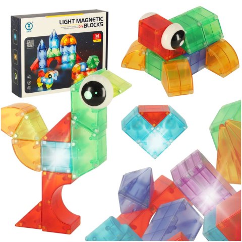 Klocki magnetyczne konstrukcyjne świecące elementy figury 3D 32el. Kik Sp. z o. o. Sp. k. Klocki magnetyczne konstrukcyjne świecące elementy figury 3D 32el. Kik Sp. z o. o. Sp. k.