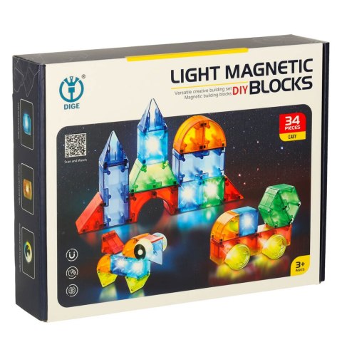 Klocki magnetyczne konstrukcyjne świecące elementy figury 3D 32el. Kik Sp. z o. o. Sp. k. Klocki magnetyczne konstrukcyjne świecące elementy figury 3D 32el. Kik Sp. z o. o. Sp. k.