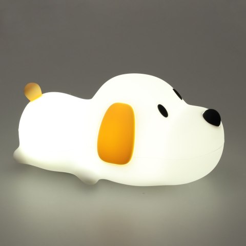 Kik Sp. z o. o. Sp. k. Lampka nocna dla dzieci silikonowa dotykowa miękka LED USB biała piesek leżący Kik Sp. z o. o. Sp. k. Lampka nocna dla dzieci silikonowa dotykowa miękka LED USB biała piesek leżący